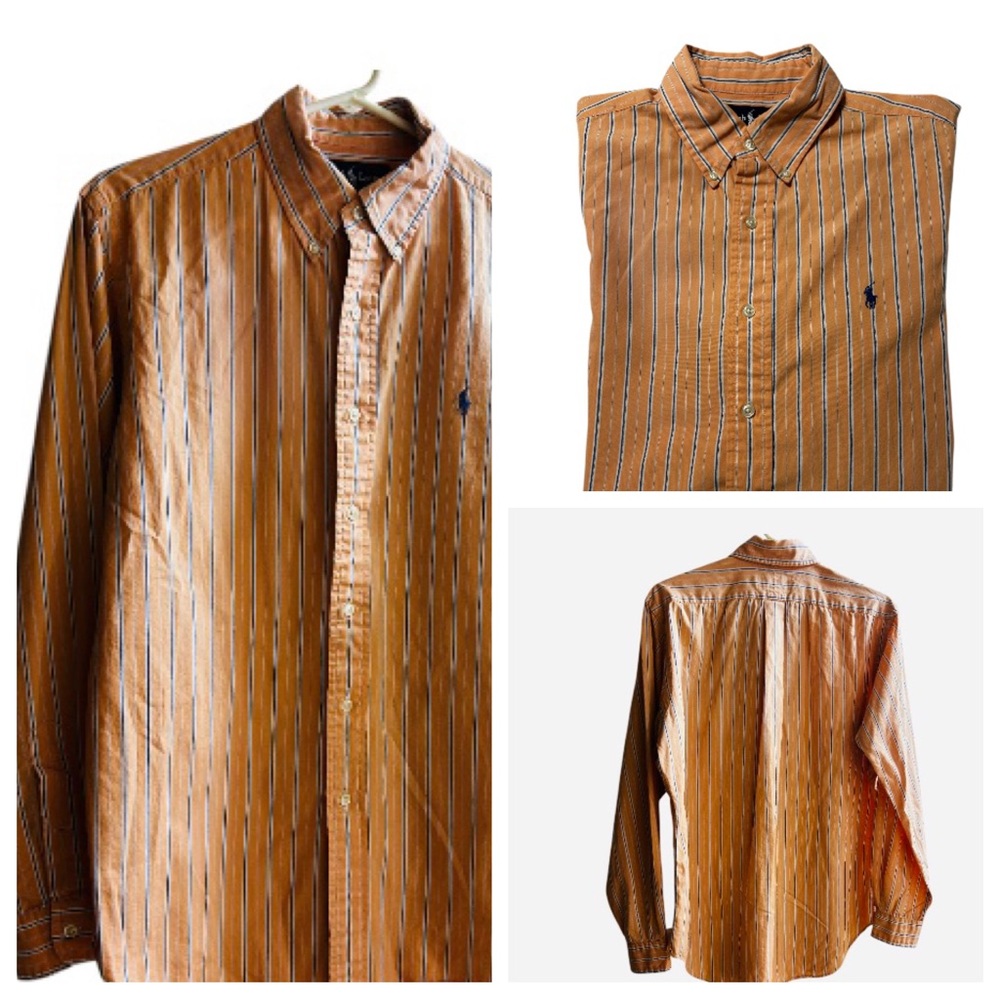 Polo Ralph Lauren Classic Fit Orange Plaid Shirt M 15.5